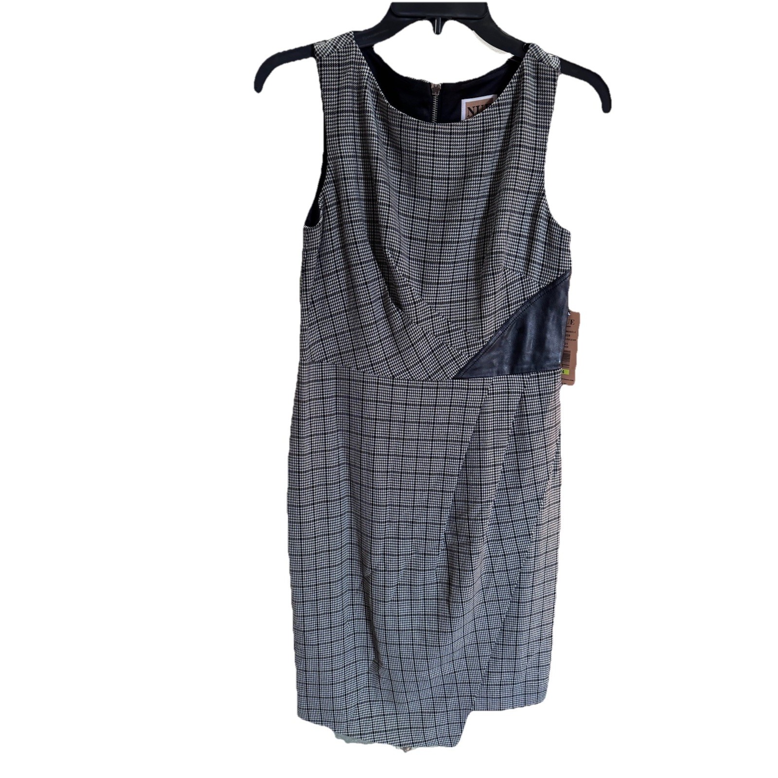 Nue By Shani Black White Checkered Dress Size 4 Nwt Built In Shapewear S209